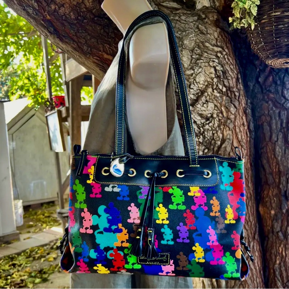 Dooney & Bourke Disney Handbag Wonder Mickey Silhouettes Tassel Multi Color 2010